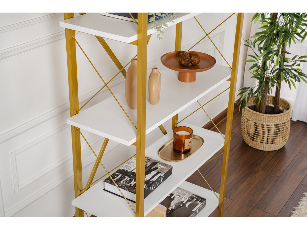 Elysian" houten boekenkast - 90 x 33 x 180 cm - Witgoud