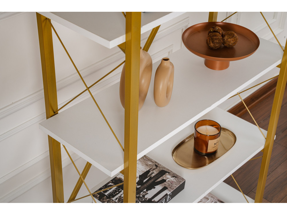 Elysian" houten boekenkast - 90 x 33 x 180 cm - Witgoud