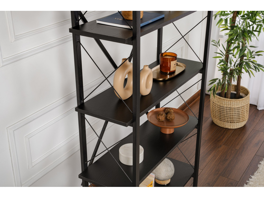 Houten boekenkast "Elysian" - 90 x 33 x 180 cm - Zwart HoutZwart Hout