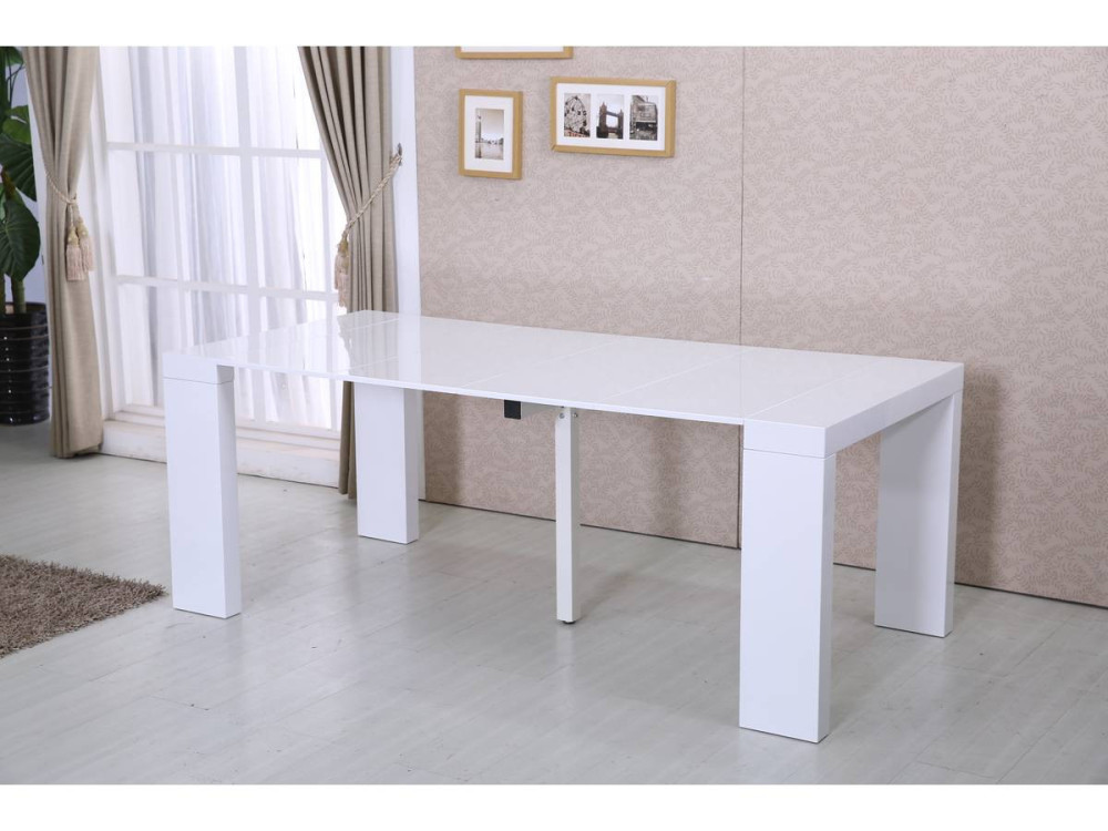 Eettafel uitschuifbaar keukentafel tafel "Dina" - 200/40 x 94 x 75 cm - Wit gelakt