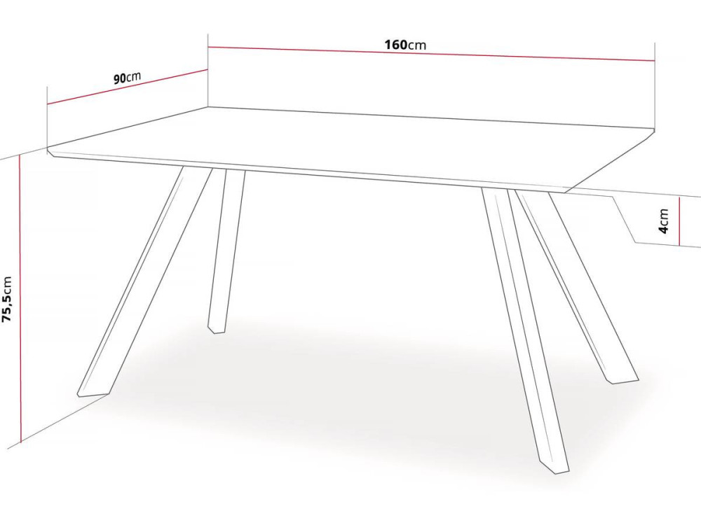 Eettafel keukentafel tafel "Manhattan" Eiken / Zwart - 160 x 90 x 75,5 cm