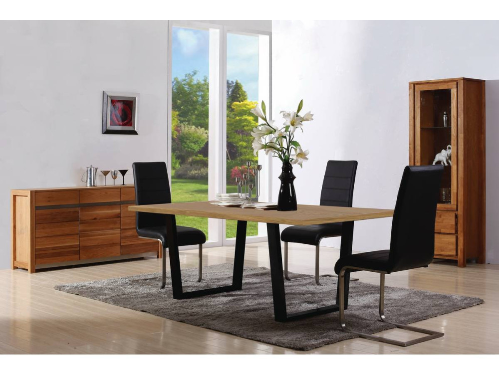 Eettafel keukentafel tafel "Hollywood" - 200 x 100 x 76 cm - kleur: Eiken / Zwart