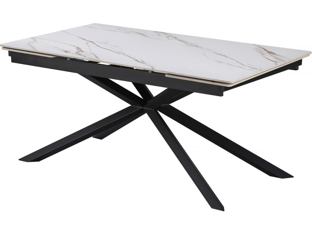 Uitschuifbare keramische eettafel voor 6 tot 10 personen "Celeste" - Wit gemarmerd goud