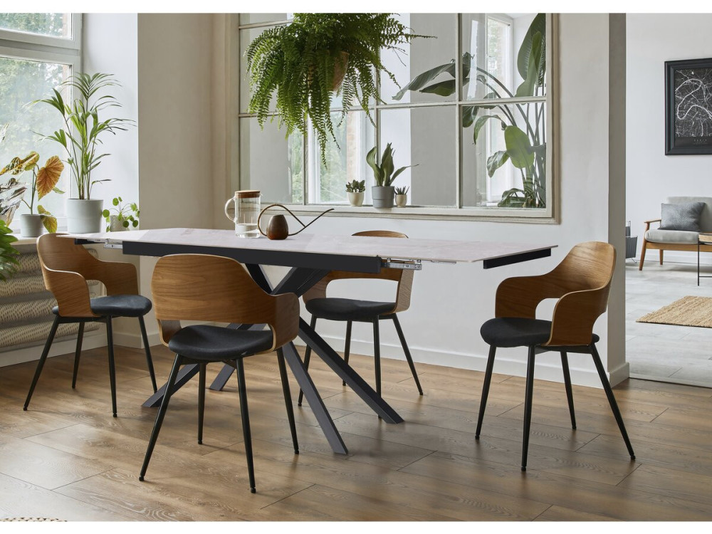 Uitschuifbare keramische eettafel voor 6 tot 10 personen "Celeste" - Marmergrijs
