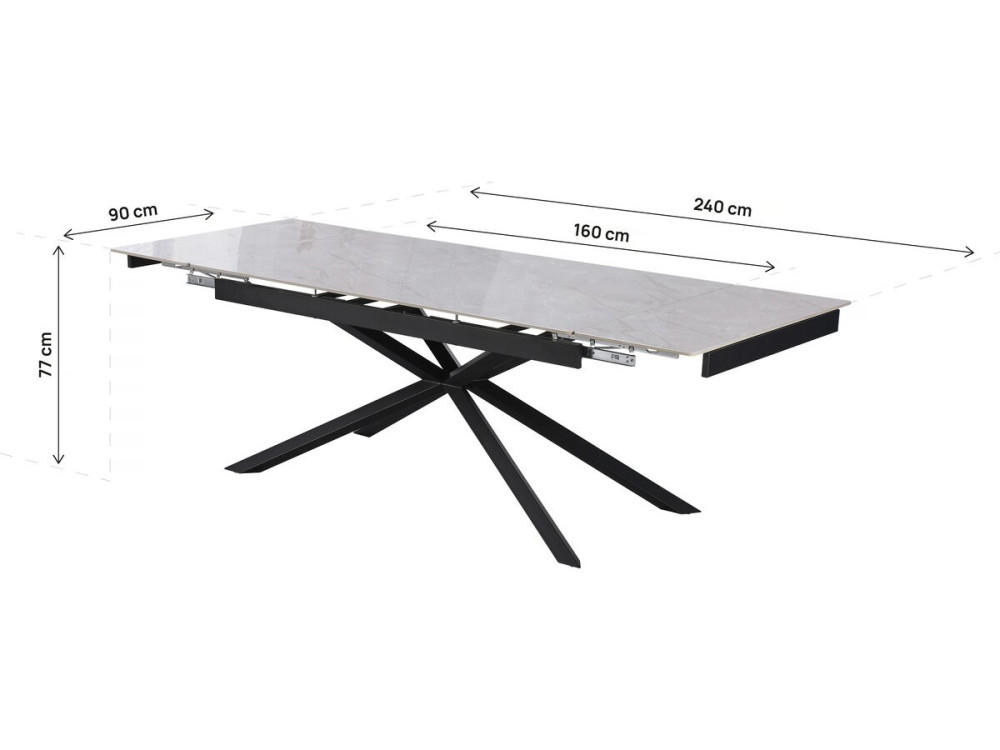 Uitschuifbare keramische eettafel voor 6 tot 10 personen "Celeste" - Marmergrijs
