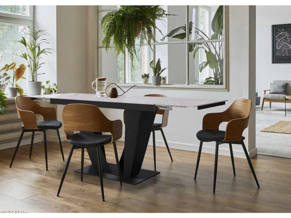 Uitschuifbare keramische eettafel - 160/240 cm - 6 tot 10 personen "Nova" - Marmergrijs