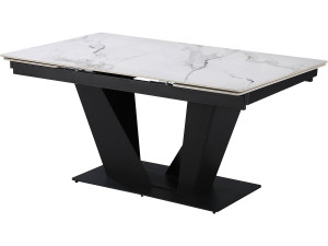 Uitschuifbare keramische eettafel - 160/240 cm - 6 tot 10 personen "Nova" - Wit gemarmerd grijs