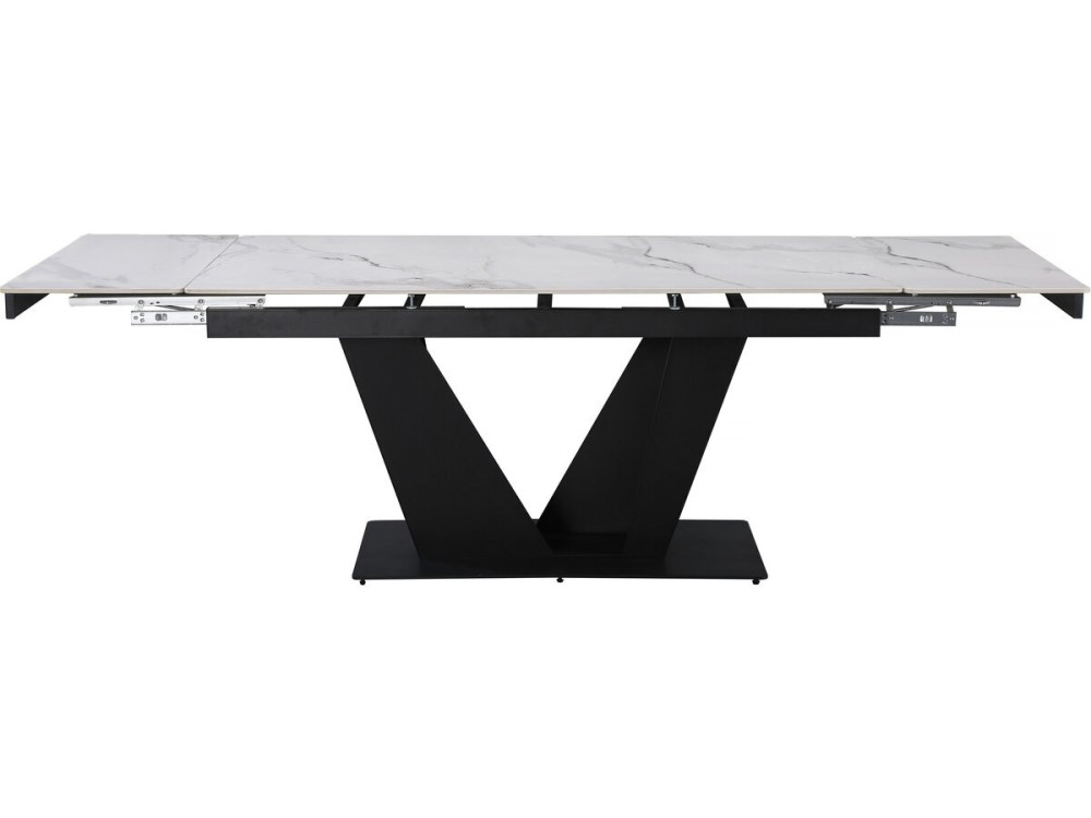 Uitschuifbare keramische eettafel - 160/240 cm - 6 tot 10 personen "Nova" - Wit gemarmerd grijs