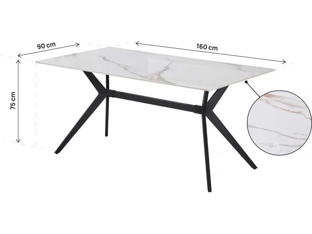 Keramische eettafel "Boreal" - 4 tot 6 personen - 160 cm - Wit