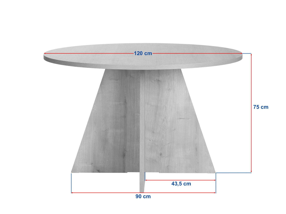 Eettafel "Virella" van hout - 120 x 120 x 75 cm - Travertijn
