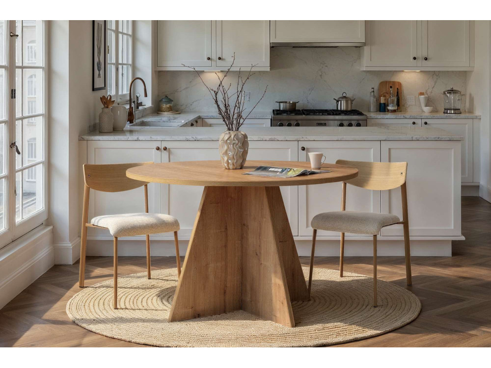 Eettafel "Virella" van hout - 120 x 120 x 75 cm - Saffier Eiken