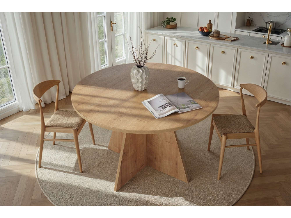 Eettafel "Virella" van hout - 120 x 120 x 75 cm - Saffier Eiken