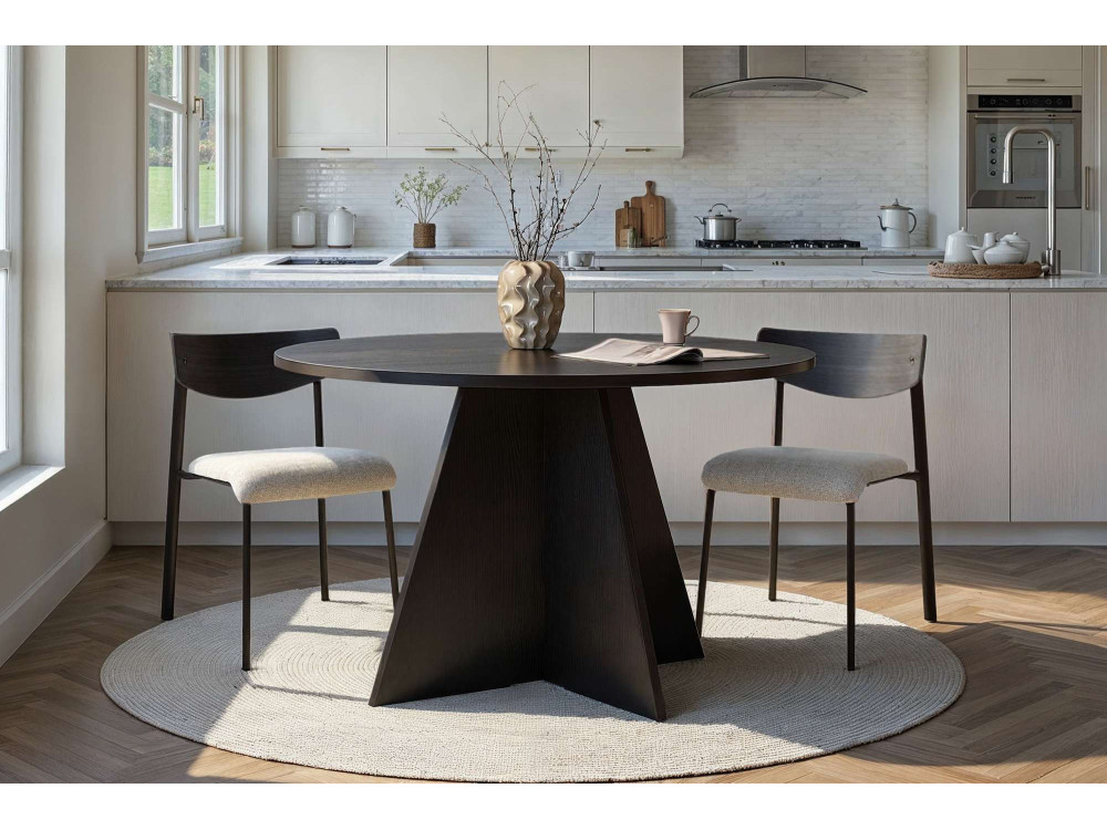 Eettafel "Virella" van hout - 120 x 120 x 75 cm - Zwart hout