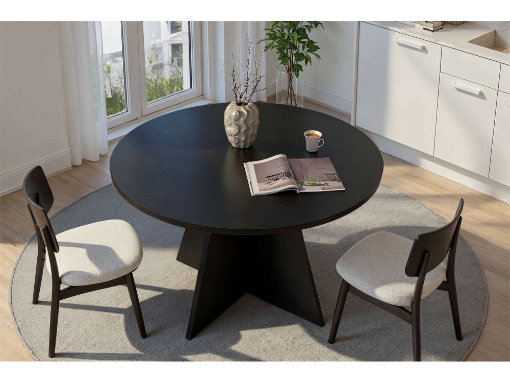 Eettafel "Virella" van hout - 120 x 120 x 75 cm - Zwart hout