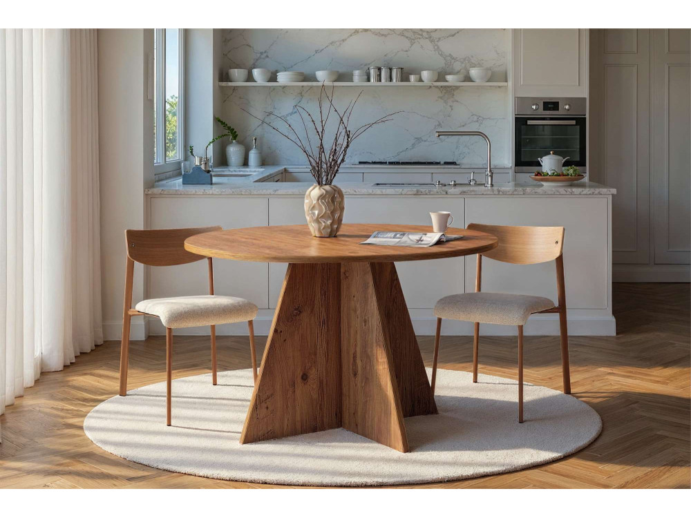 Eettafel "Virella" van hout - 120 x 120 x 75 cm - Atlantische den