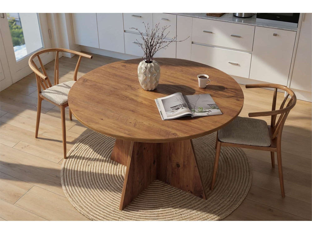 Eettafel "Virella" van hout - 120 x 120 x 75 cm - Atlantische den