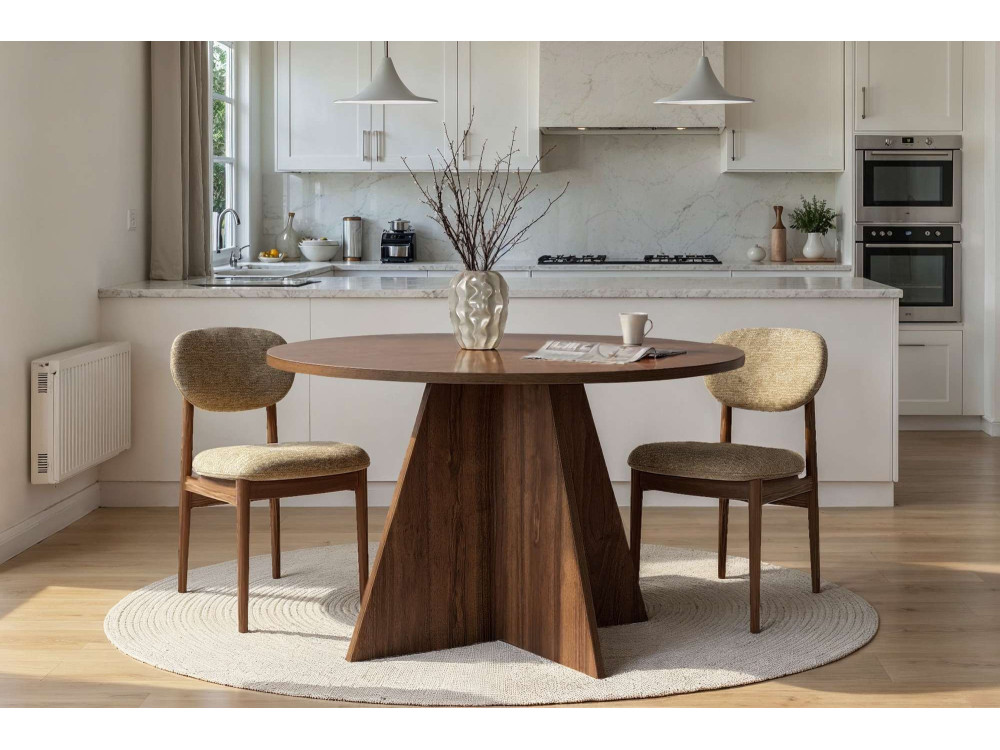 Eettafel "Virella" van hout - 120 x 120 x 75 cm - Walnoot