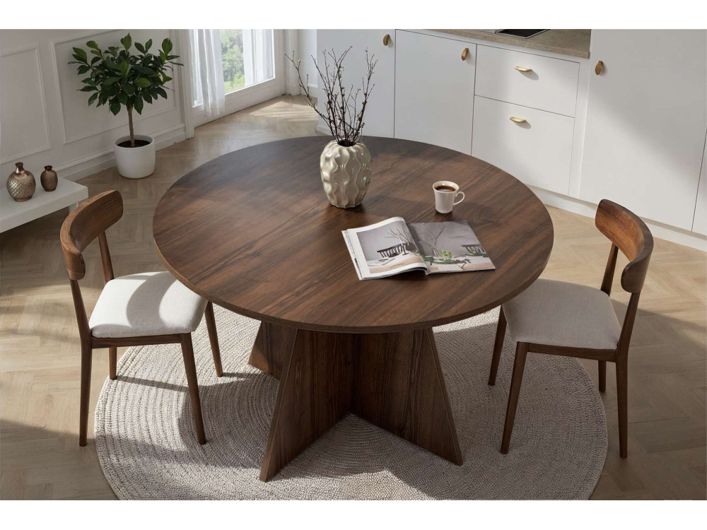 Eettafel "Virella" van hout - 120 x 120 x 75 cm - Walnoot