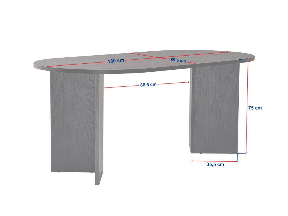 Houten eettafel "Sablin" - 180 x 89 x 75 cm - Travertin