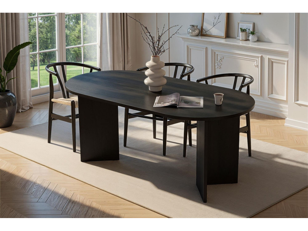 Houten eettafel "Sablin" - 180 x 89 x 75 cm - Zwart hout