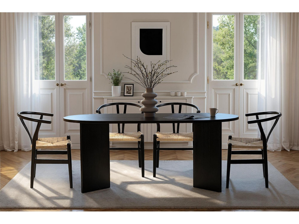 Houten eettafel "Sablin" - 180 x 89 x 75 cm - Zwart hout