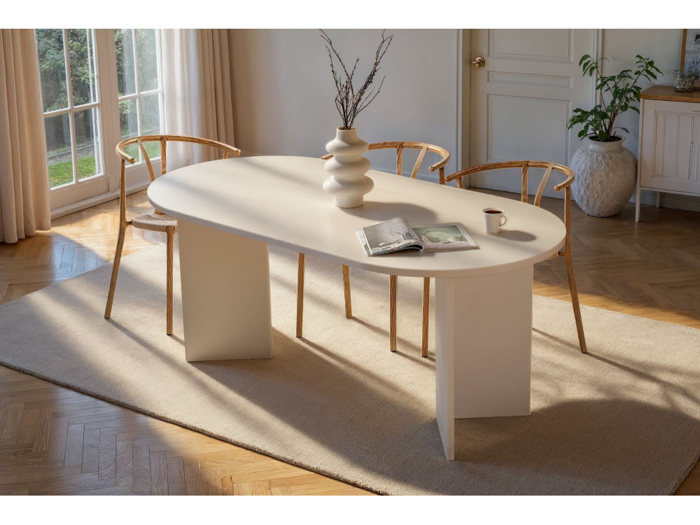 Houten eettafel "Sablin" - 180 x 89 x 75 cm - Wit Hout