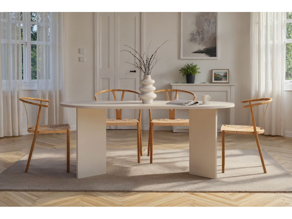 Houten eettafel "Sablin" - 180 x 89 x 75 cm - Wit Hout