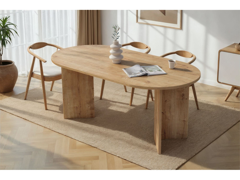 Houten eettafel "Sablin" 180 x 90 x 75 cm - Saffier eik