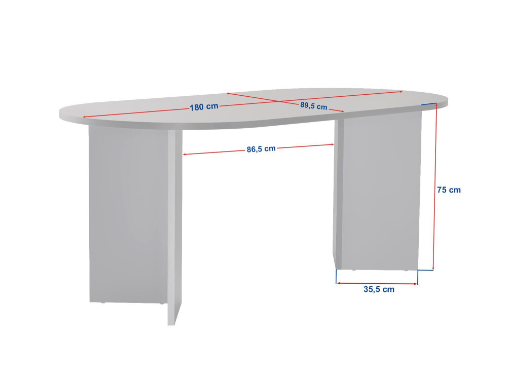 Houten eettafel "Sablin" 180 x 90 x 75 cm - Travertin