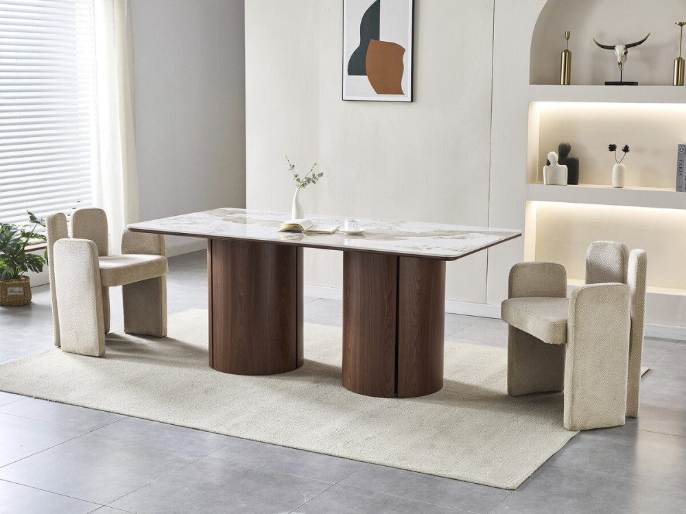 Pendora "Milano" rechthoekige eettafel van keramiek - 6 zitplaatsen - Bruin