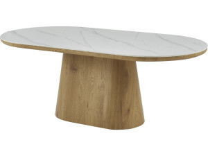Bellagio" ovale eettafel van keramiek - 8 plaatsen - Wit en bruin