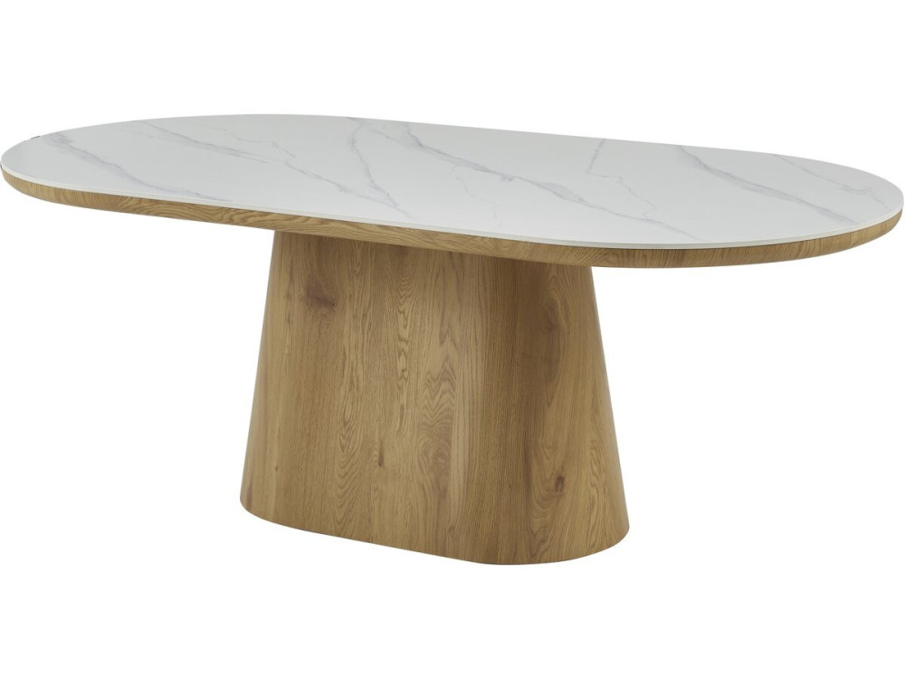 Bellagio" ovale eettafel van keramiek - 8 plaatsen - Wit en bruin