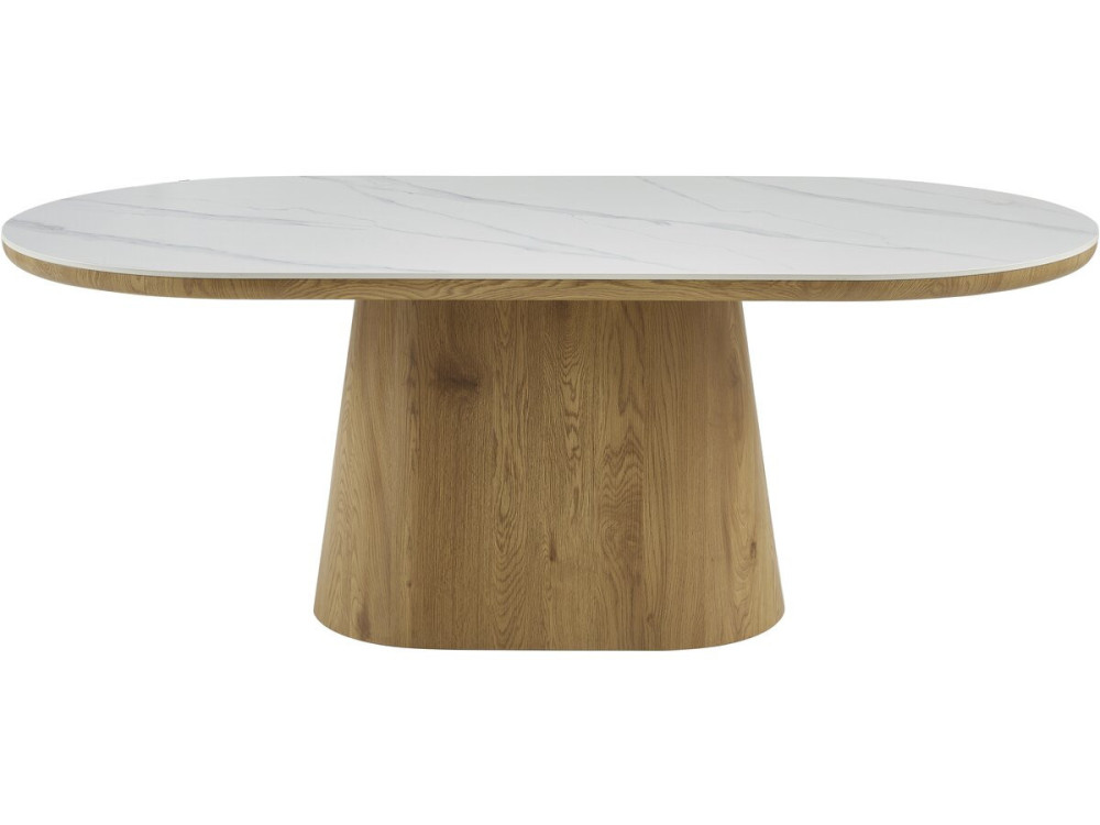 Bellagio" ovale eettafel van keramiek - 8 plaatsen - Wit en bruin