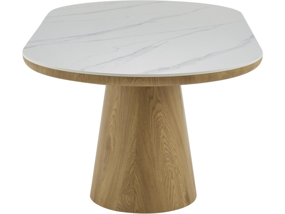 Bellagio" ovale eettafel van keramiek - 8 plaatsen - Wit en bruin