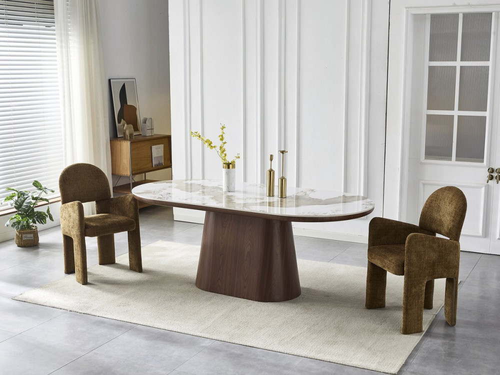 Pandora "Bellagio" ovale eettafel van keramiek - 8 zitplaatsen - Beige