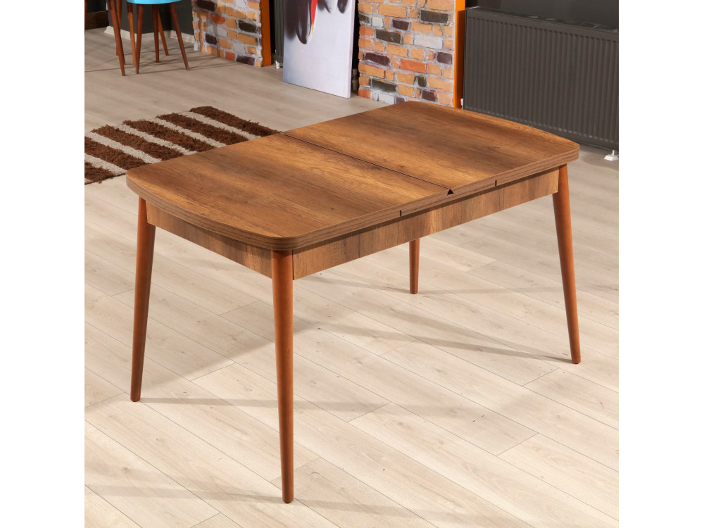 Uitschuifbare houten eettafel "Barok" - 78 x 132 x 80 cm - Notelaar