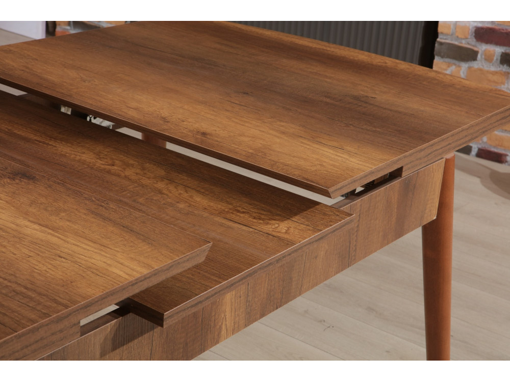Uitschuifbare houten eettafel "Barok" - 78 x 132 x 80 cm - Notelaar