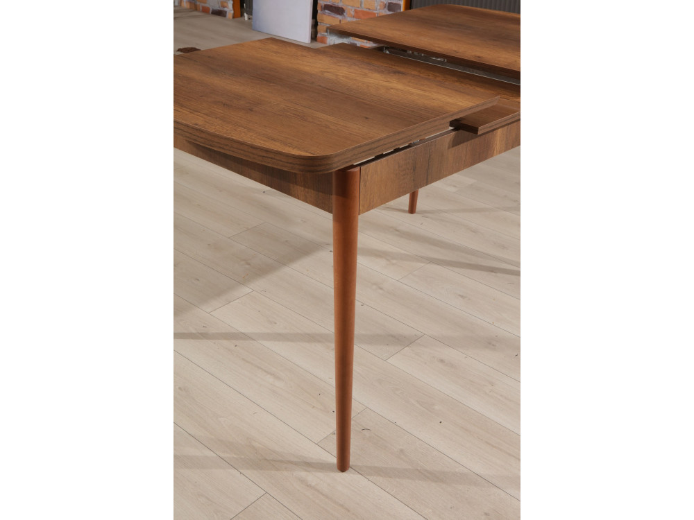 Uitschuifbare houten eettafel "Barok" - 78 x 132 x 80 cm - Notelaar