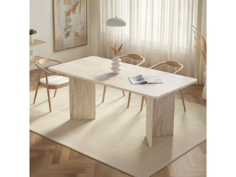 Houten eettafel "Linza" 180 x 90 x 75 cm - Travertin