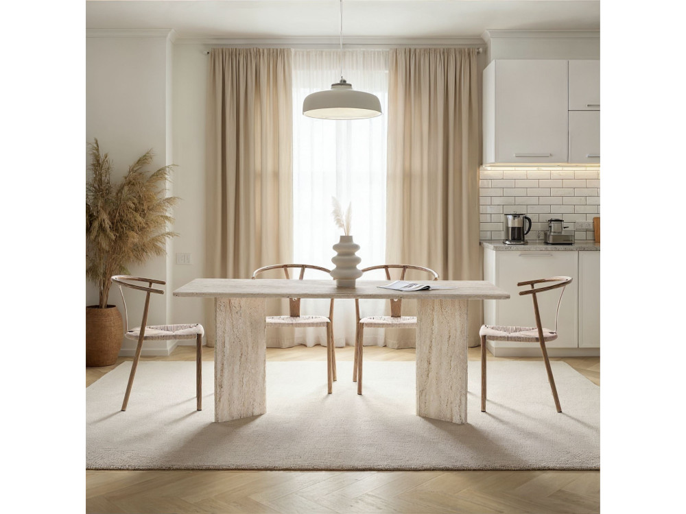 Houten eettafel "Linza" 180 x 90 x 75 cm - Travertin