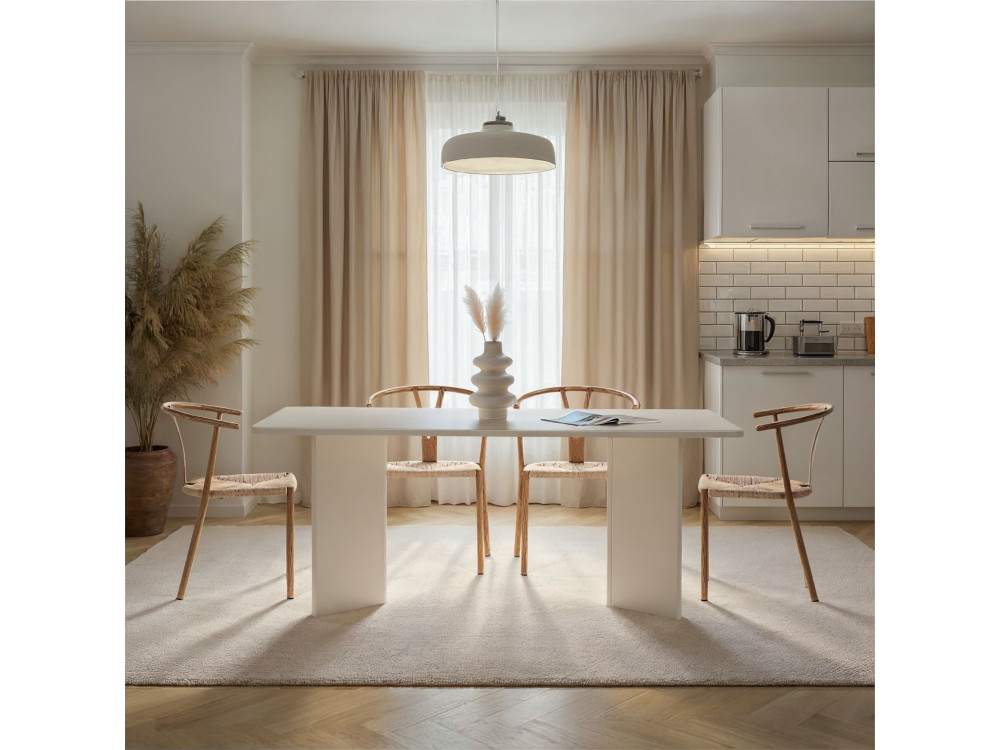 Houten eettafel "Linza" 180 x 90 x 75 cm - Hout wit