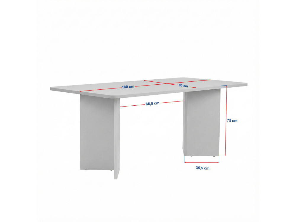 Houten eettafel "Linza" 180 x 90 x 75 cm - Hout wit