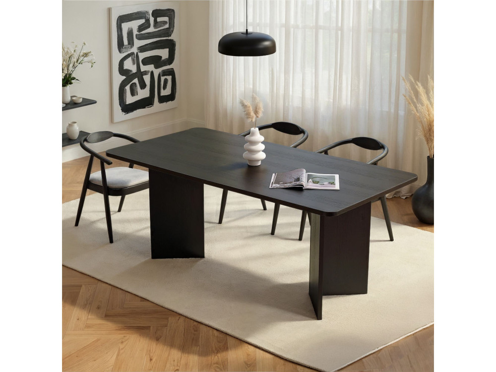 Houten eettafel "Linza" 180 x 90 x 75 cm - Zwart hout