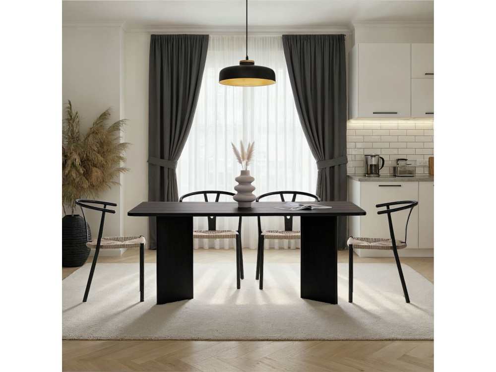 Houten eettafel "Linza" 180 x 90 x 75 cm - Zwart hout