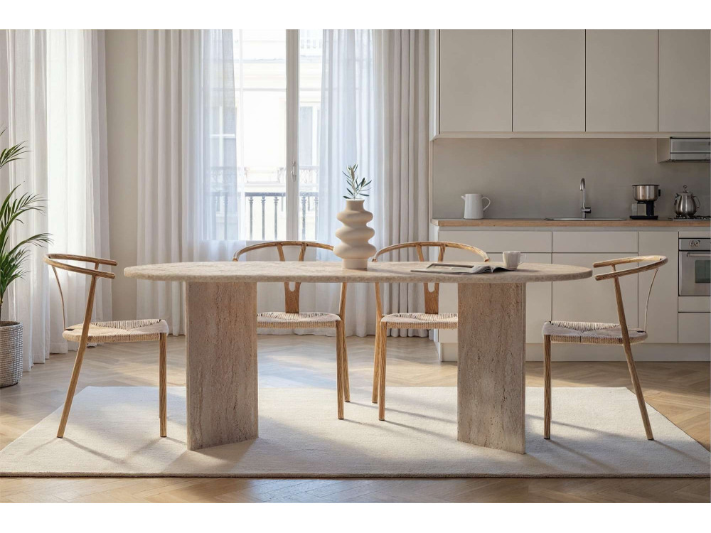 Houten eettafel "Sabella" 200 x 90 x 75 cm - Travertin