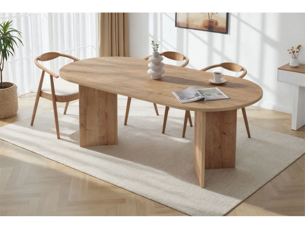 Houten eettafel "Sabella" 200 x 90 x 75 cm - Saffier eik