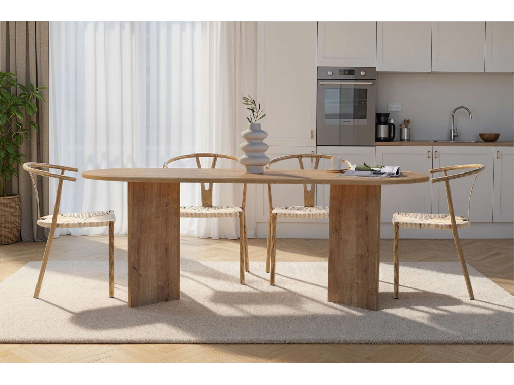 Houten eettafel "Sabella" 200 x 90 x 75 cm - Saffier eik