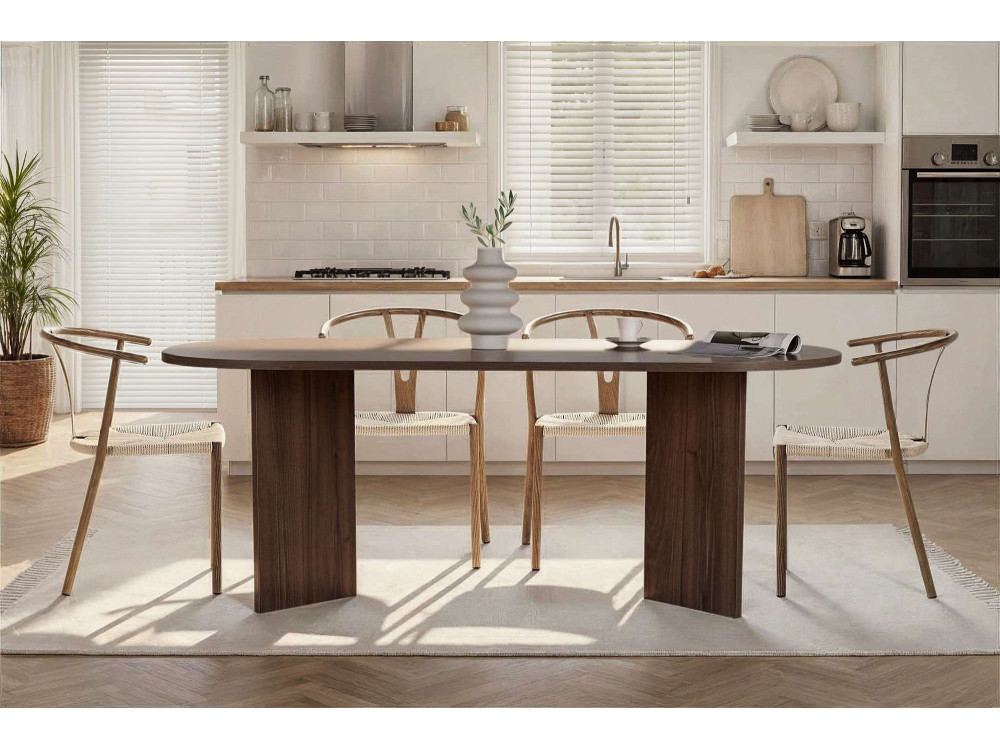 Houten eettafel "Sabella" 200 x 90 x 75 cm - Notelaar