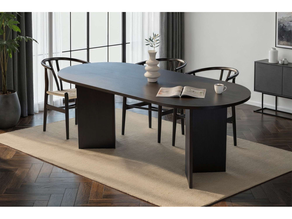 Houten eettafel "Sabella" 200 x 90 x 75 cm - Zwart hout