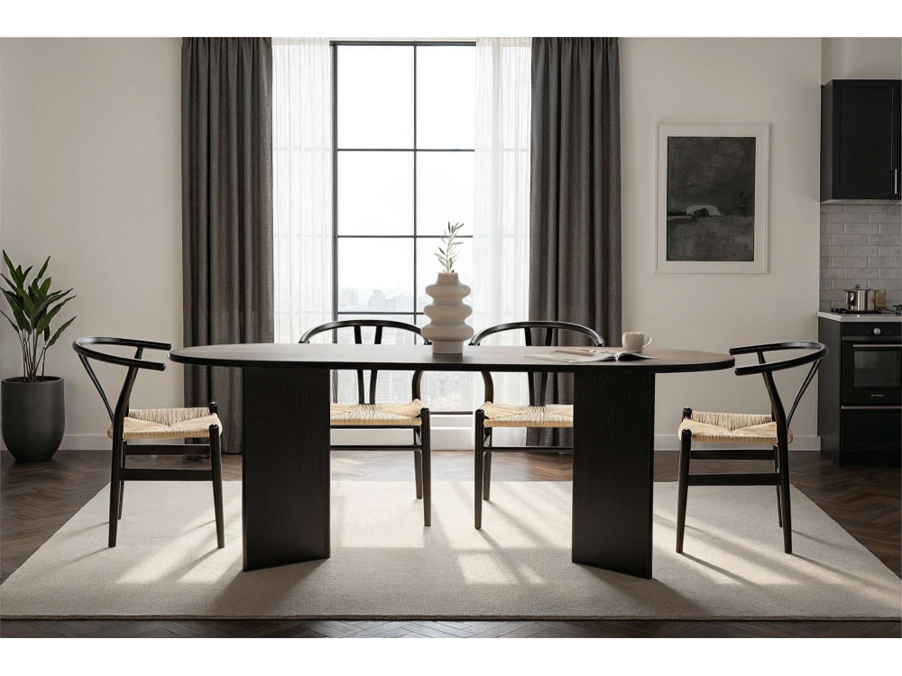 Houten eettafel "Sabella" 200 x 90 x 75 cm - Zwart hout